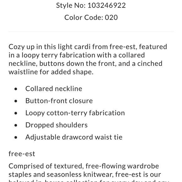 Free People Samia Cardi S NWT - Picture 5 of 5